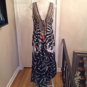 True Colours by La Moda Hi-Low Frill Maxi Resort Dress Swim Cover-up S M